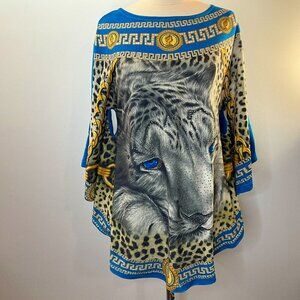 Unbranded Women's Leopard Embellished Poncho Sweater - Size S/M